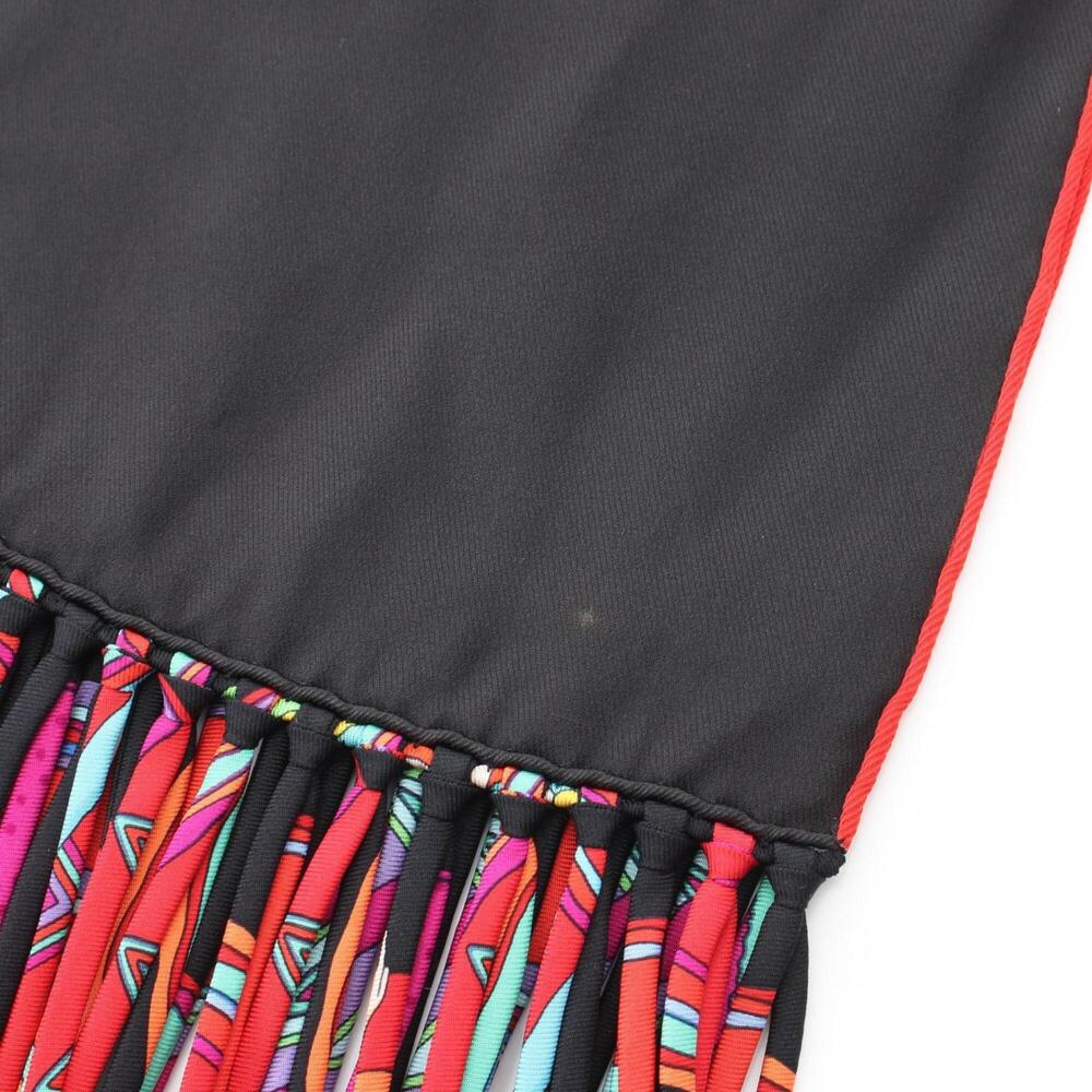 Hermes fringe stole, silk, women's, black/multicolor - Picture 6 of 7